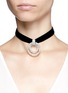Figure View - Click To Enlarge - KENNETH JAY LANE - Circle crystal pavé velvet choker necklace