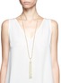Figure View - Click To Enlarge - KENNETH JAY LANE - Glass pearl tassel crystal pavé necklace