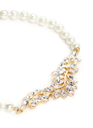 Detail View - Click To Enlarge - KENNETH JAY LANE - Glass crystal leaf pearl choker necklace