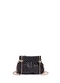 Back View - Click To Enlarge - VENNA - Zircon fringe star chain trim leather crossbody bag