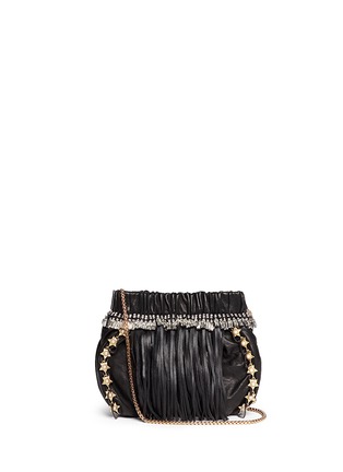 Main View - Click To Enlarge - VENNA - Pearl star chain fringed leather crossbody bag