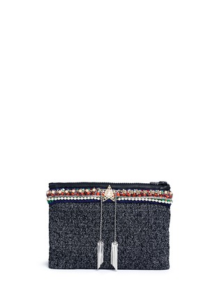 Main View - Click To Enlarge - VENNA - Star chain fringe embellished bouclé clutch
