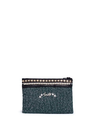 Main View - Click To Enlarge - VENNA - 'Smile' pearl star chain embellished bouclé clutch