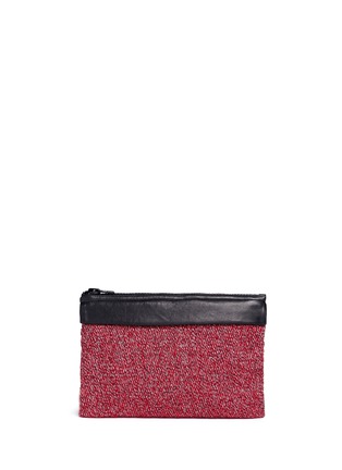Back View - Click To Enlarge - VENNA - 'Fan' pearl star chain embellished bouclé clutch