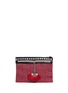 Main View - Click To Enlarge - VENNA - 'Fan' pearl star chain embellished bouclé clutch