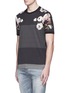 Front View - Click To Enlarge - - - Floral print colourblock stripe T-shirt