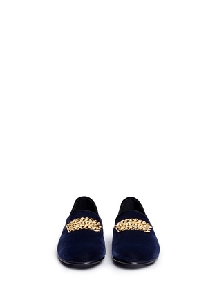 Figure View - Click To Enlarge - 73426 - 'Kevin 15' chain link velvet slip-ons