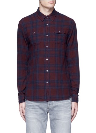 Main View - Click To Enlarge - SCOTCH & SODA - Embroidered check plaid cotton shirt