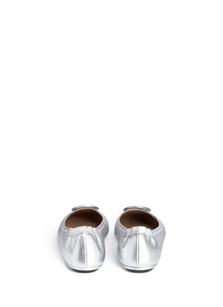 Back View - Click To Enlarge - TORY BURCH - 'Minnie Travel' metallic leather ballet flats