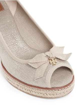 Detail View - Click To Enlarge - TORY BURCH - 'Jackie' metallic linen wedge espadrille pumps