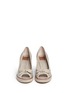Front View - Click To Enlarge - TORY BURCH - 'Jackie' metallic linen wedge espadrille pumps