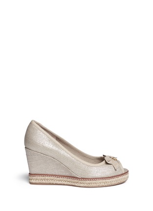 Main View - Click To Enlarge - TORY BURCH - 'Jackie' metallic linen wedge espadrille pumps