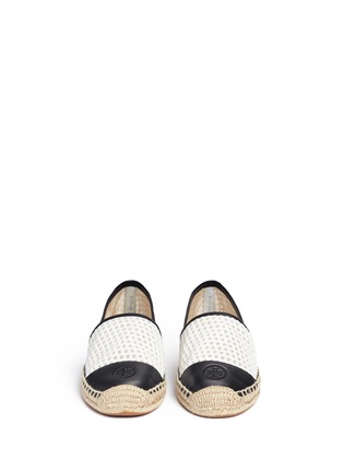Front View - Click To Enlarge - TORY BURCH - 'Grenada' colourblock mesh espadrille slip-ons