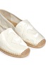 Detail View - Click To Enlarge - TORY BURCH - 'Lonnie' patent leather logo canvas espadrille slip-ons