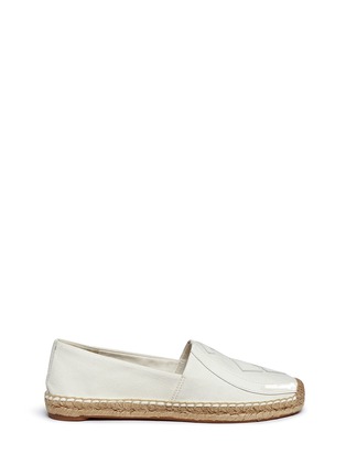 Main View - Click To Enlarge - TORY BURCH - 'Lonnie' patent leather logo canvas espadrille slip-ons