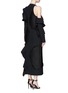 Back View - Click To Enlarge - PROENZA SCHOULER - Fil coupé cutout cold shoulder ruffle crepe dress