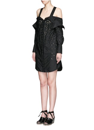 Figure View - Click To Enlarge - PROENZA SCHOULER - Floral embroidery cutwork poplin dress