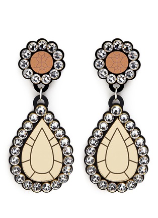 Main View - Click To Enlarge - YAZBUKEY - 'Gold Diamonds' gemstone Plexiglas clip earrings