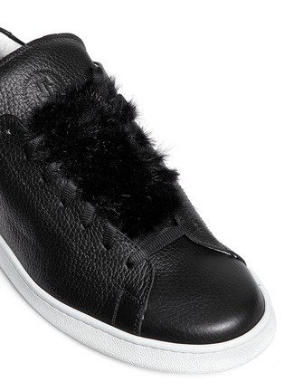 Detail View - Click To Enlarge - JOSHUA SANDERS - Fur flap leather sneakers