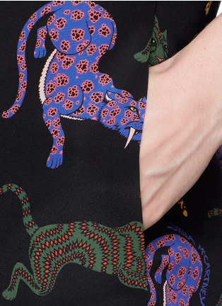 Detail View - Click To Enlarge - STELLA MCCARTNEY - Wild cat print mock neck silk dress