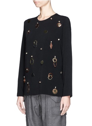 Front View - Click To Enlarge - STELLA MCCARTNEY - Strass metal embellishment stretch cady top