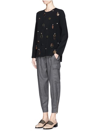 Figure View - Click To Enlarge - STELLA MCCARTNEY - Strass metal embellishment stretch cady top