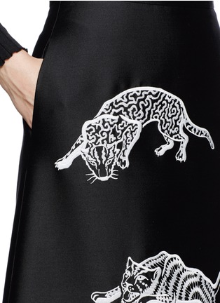 Detail View - Click To Enlarge - STELLA MCCARTNEY - Tiger embroidery duchesse A-line skirt