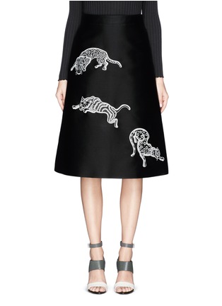 Main View - Click To Enlarge - STELLA MCCARTNEY - Tiger embroidery duchesse A-line skirt