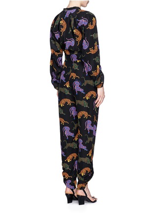 Back View - Click To Enlarge - STELLA MCCARTNEY - Wild cat print silk jumpsuit