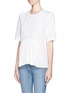 Front View - Click To Enlarge - STELLA MCCARTNEY - Ruffle front cotton poplin top