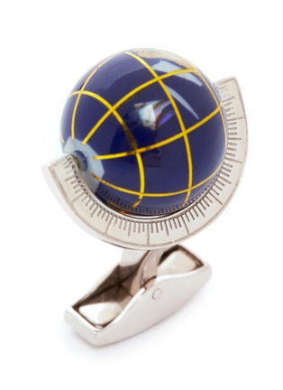 Detail View - Click To Enlarge - TATEOSSIAN - Silver globe cufflinks