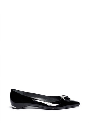 Main View - Click To Enlarge - STUART WEITZMAN - 'Lola' Metal buckle patent leather flats