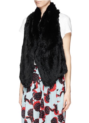 Front View - Click To Enlarge - ELIZABETH AND JAMES - 'Anna' rabbit fur lamb leather stretch gilet