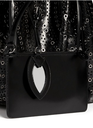 Detail View - Click To Enlarge - ALAÏA - Grommet perforated leather bucket tote
