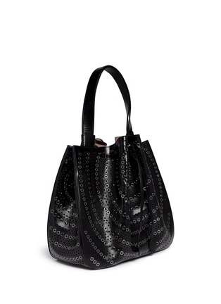 Figure View - Click To Enlarge - ALAÏA - Grommet perforated leather bucket tote
