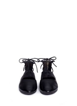 Front View - Click To Enlarge - MARSÈLL - Leather lace-up ballet flats