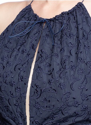 Detail View - Click To Enlarge - ALAÏA - 'Popeline Brode' floral embroidered open back dress