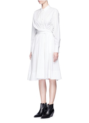 Front View - Click To Enlarge - EMILIO PUCCI - Twist front cotton poplin shirt dress