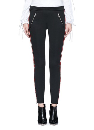 Main View - Click To Enlarge - ALEXANDER MCQUEEN - Floral print silk satin stripe jersey pants