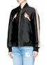 Front View - Click To Enlarge - STELLA MCCARTNEY - Bird embroidered duchesse satin bomber jacket