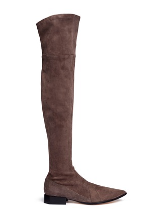 Main View - Click To Enlarge - SIGERSON MORRISON - 'Berry' octagon heel suede thigh high boots