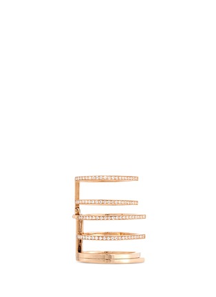 Figure View - Click To Enlarge - REPOSSI - 'Antifer' diamond pavé 18k rose gold six row linked ring