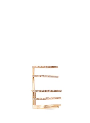 Detail View - Click To Enlarge - REPOSSI - 'Antifer' diamond pavé 18k rose gold six row linked ring