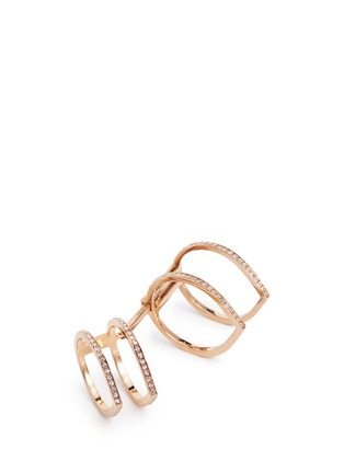 Detail View - Click To Enlarge - REPOSSI - 'Antifer' diamond pavé 18k rose gold four row linked ring