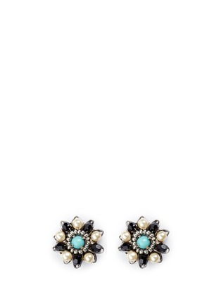 Main View - Click To Enlarge - MIRIAM HASKELL - Swarovski crystal glass pearl floral stud earrings