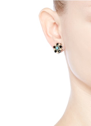 Figure View - Click To Enlarge - MIRIAM HASKELL - Swarovski crystal glass pearl floral stud earrings
