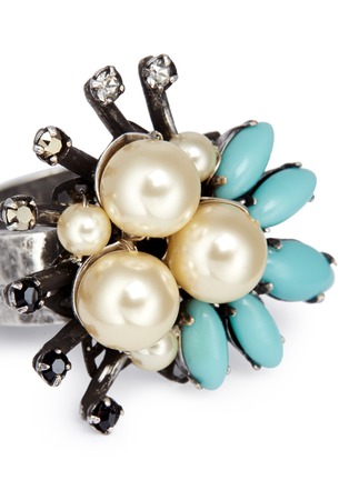 Detail View - Click To Enlarge - MIRIAM HASKELL - Swarovski crystal glass pearl cluster ring