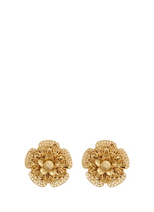 Main View - Click To Enlarge - MIRIAM HASKELL - Filigree pansy flower stud clip earrings