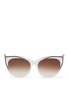 Main View - Click To Enlarge - THIERRY LASRY - 'Polygamy' metal corner pearlescent acetate cat eye sunglasses