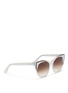 Figure View - Click To Enlarge - THIERRY LASRY - 'Polygamy' metal corner pearlescent acetate cat eye sunglasses